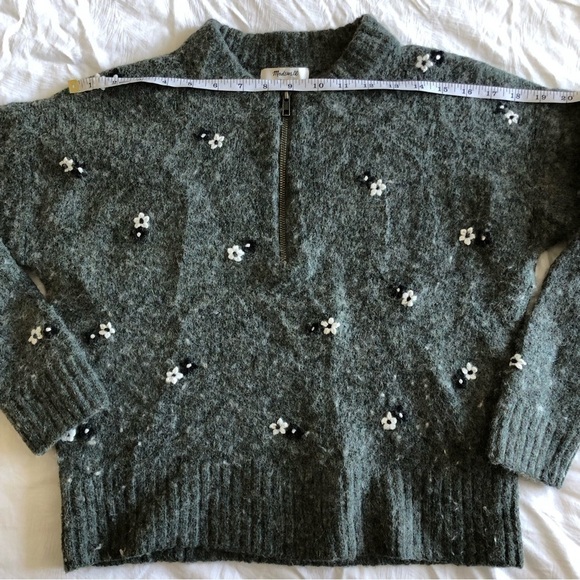 Madewell Embroidered Enfield Half Zip Wool Sweater - Picture 9 of 11